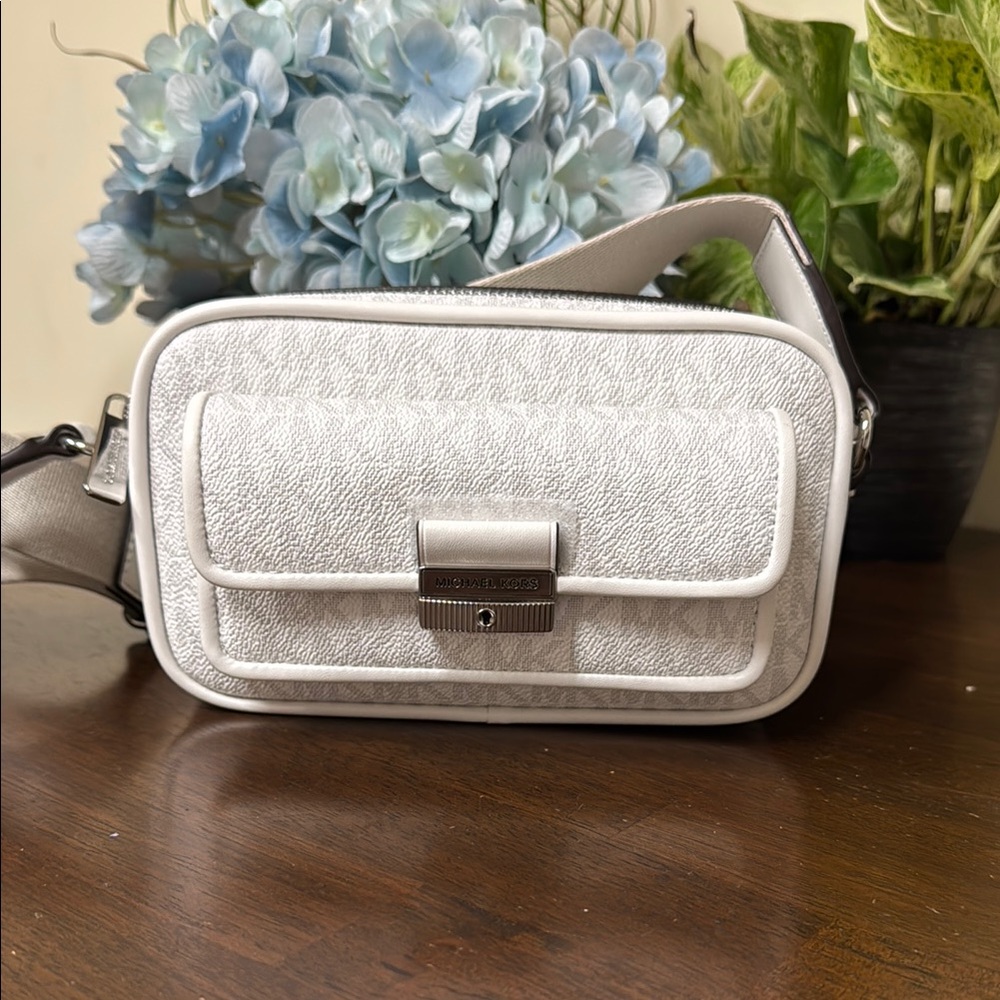 Michael Kors White Quilted Crossbody Bag